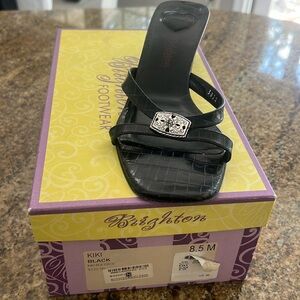 Brighton Kiki black crocodile kitten heels